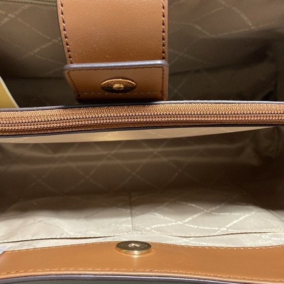 $358 NEW! NWT MICHAEL KORS Susannah Large EW Tote Brown/Luggage w/Chain Detail - Picture 7 of 11